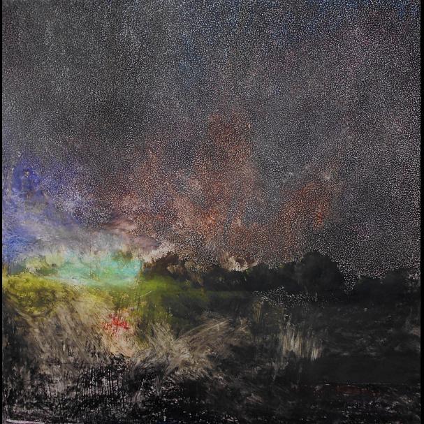 25.Landscape, 70x70cm, oil pastel on paper, 2018