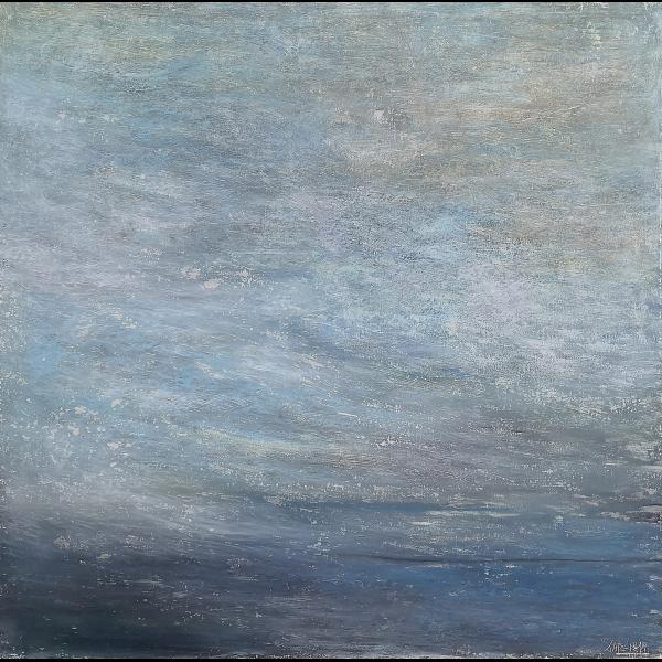 35.Landscape, 70x70cm, oil pastel on paper, 2019