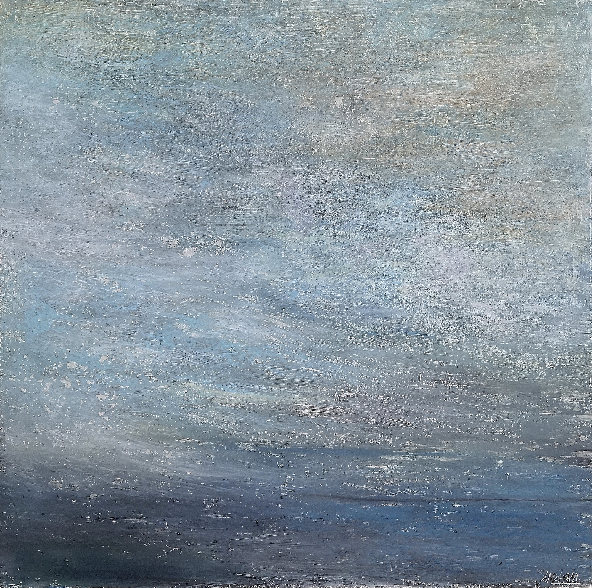 35.Landscape, 70x70cm, oil pastel on paper, 2019