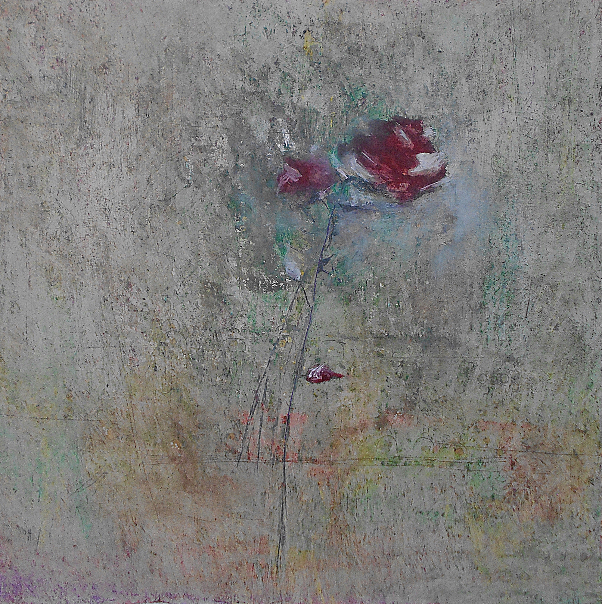 18.The rose, 70x70cm, oil pastel on paper, 2018