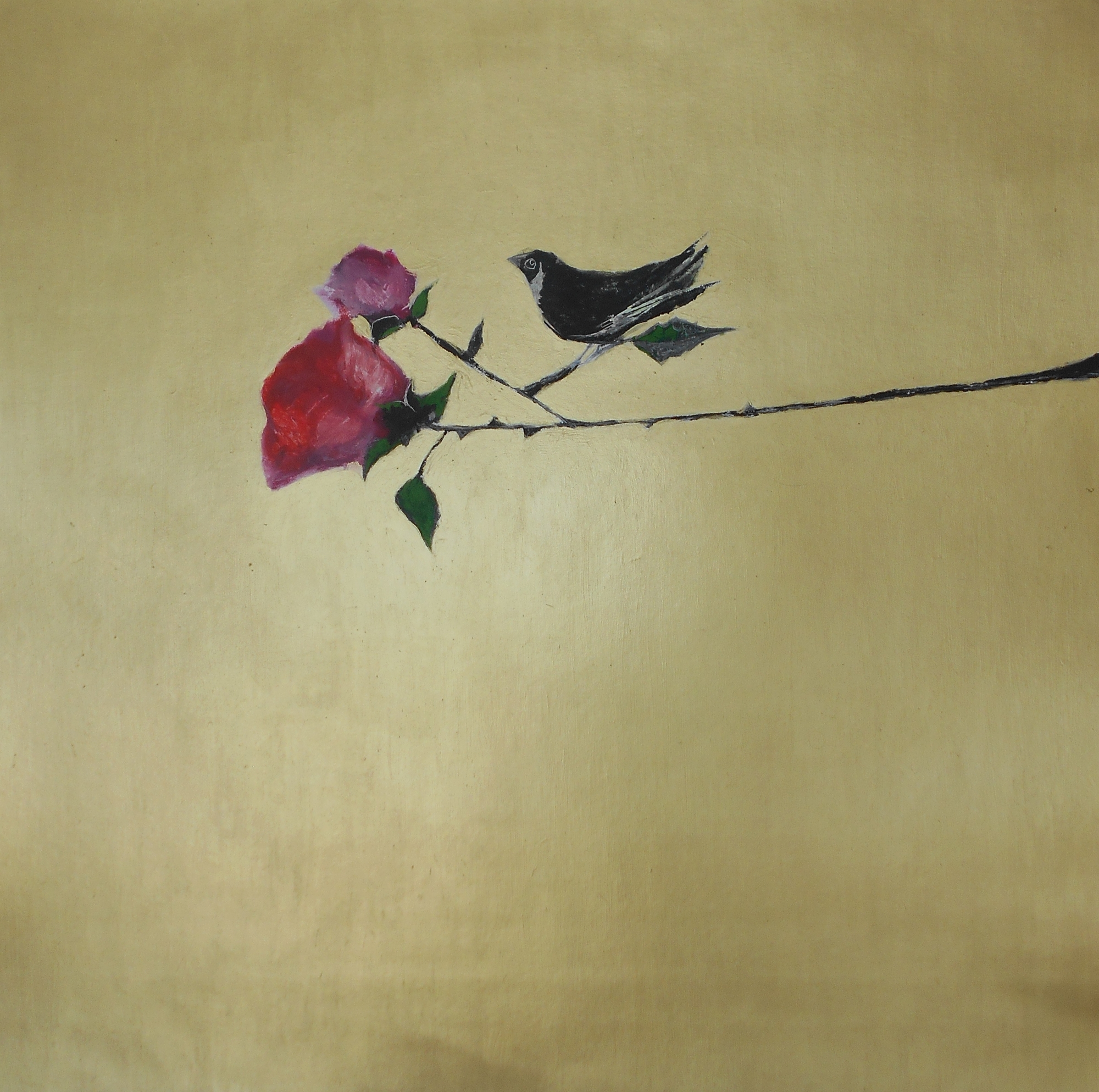 21.The bird and the rose, 70x70cm, mixed media on paper, 2019