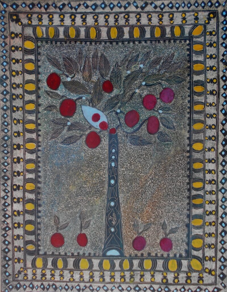 9.Apple tree, 70x100, oil colour on paper, 2019