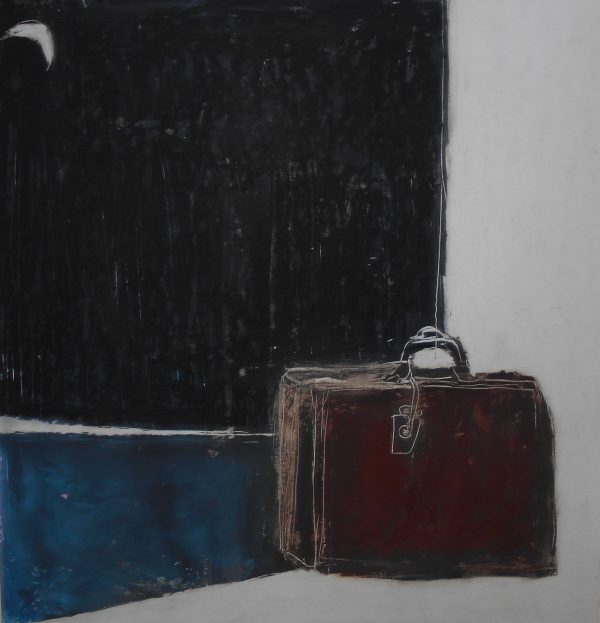 16.THE SUITCASE,35X35,OILPASTEL ON PAPER,2014