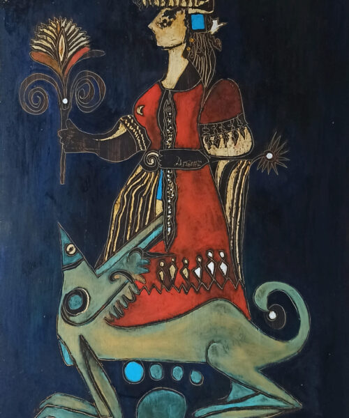 A girl from Crete, 70x100, oil color on cardboard, 2022