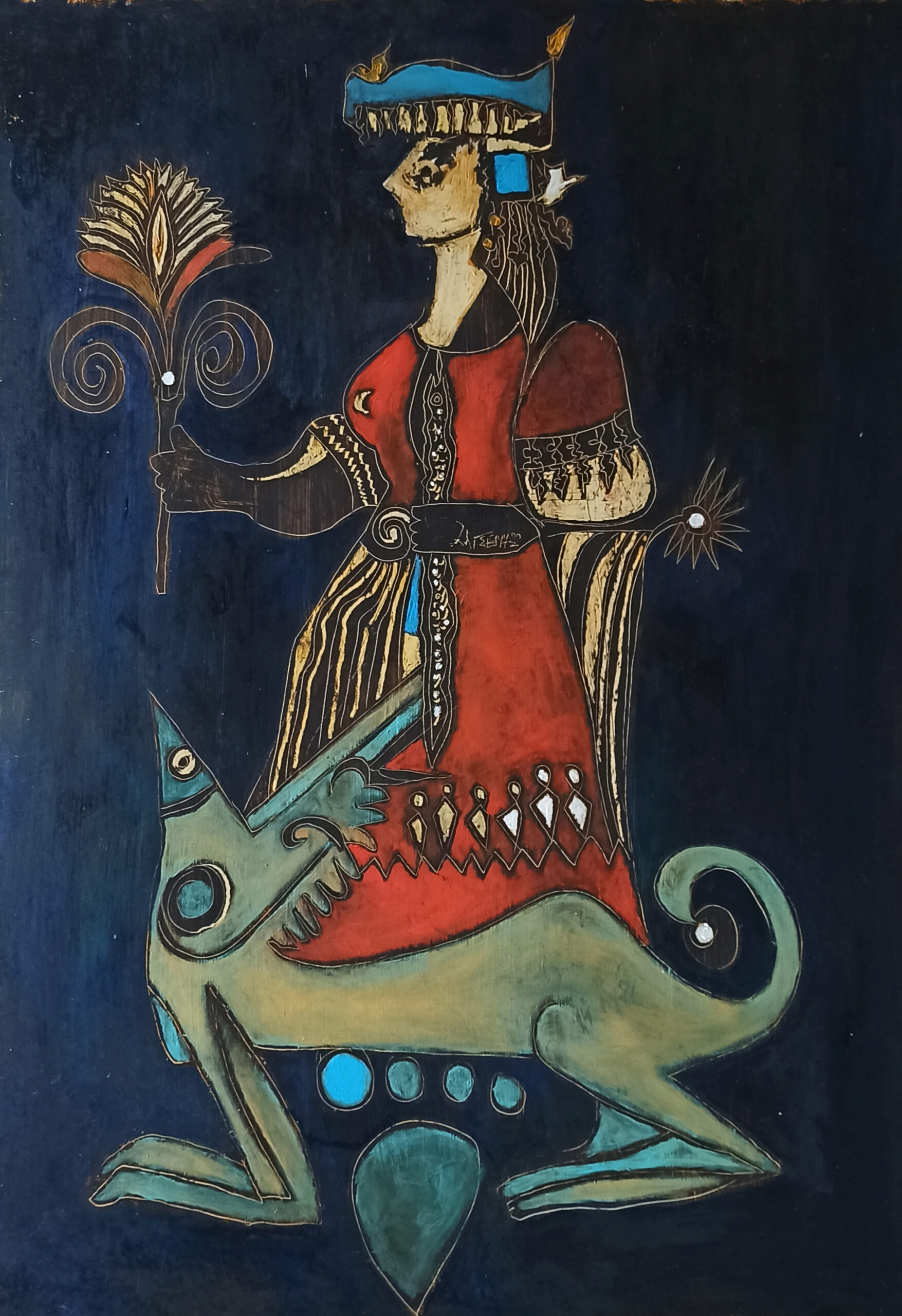 A girl from Crete, 70x100, oil color on cardboard, 2022