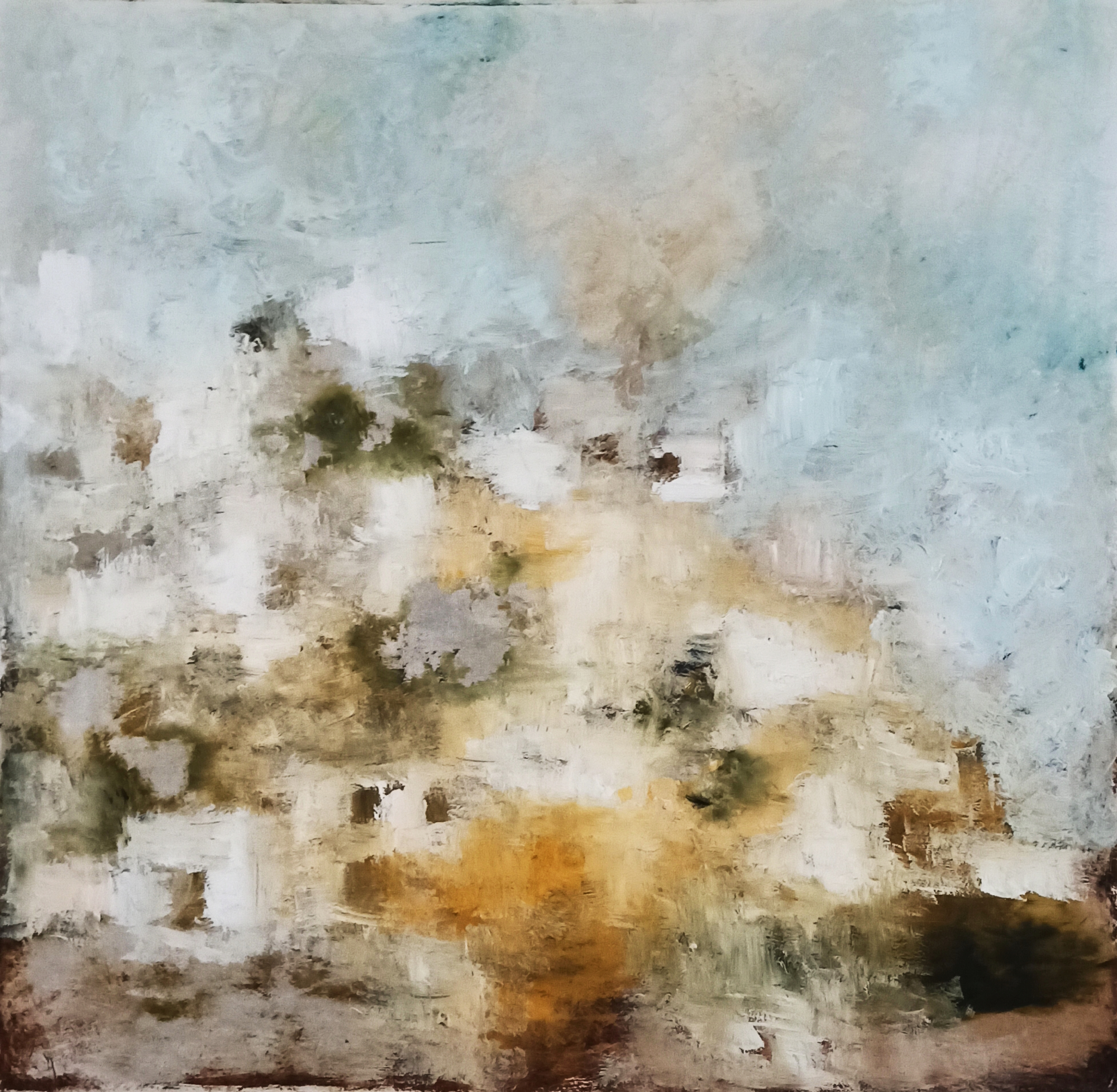 Cretan Landscape II, 70x70, Oilpastel on paper, 2022