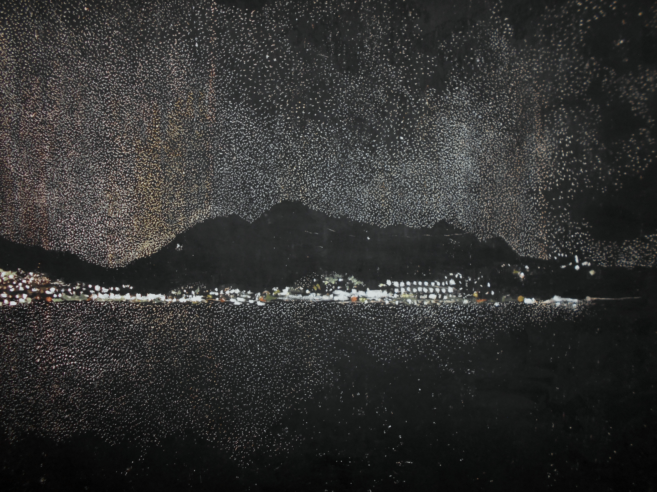 Night in Ierapetra, 70x100, Oil pastel on cardboard, 2017
