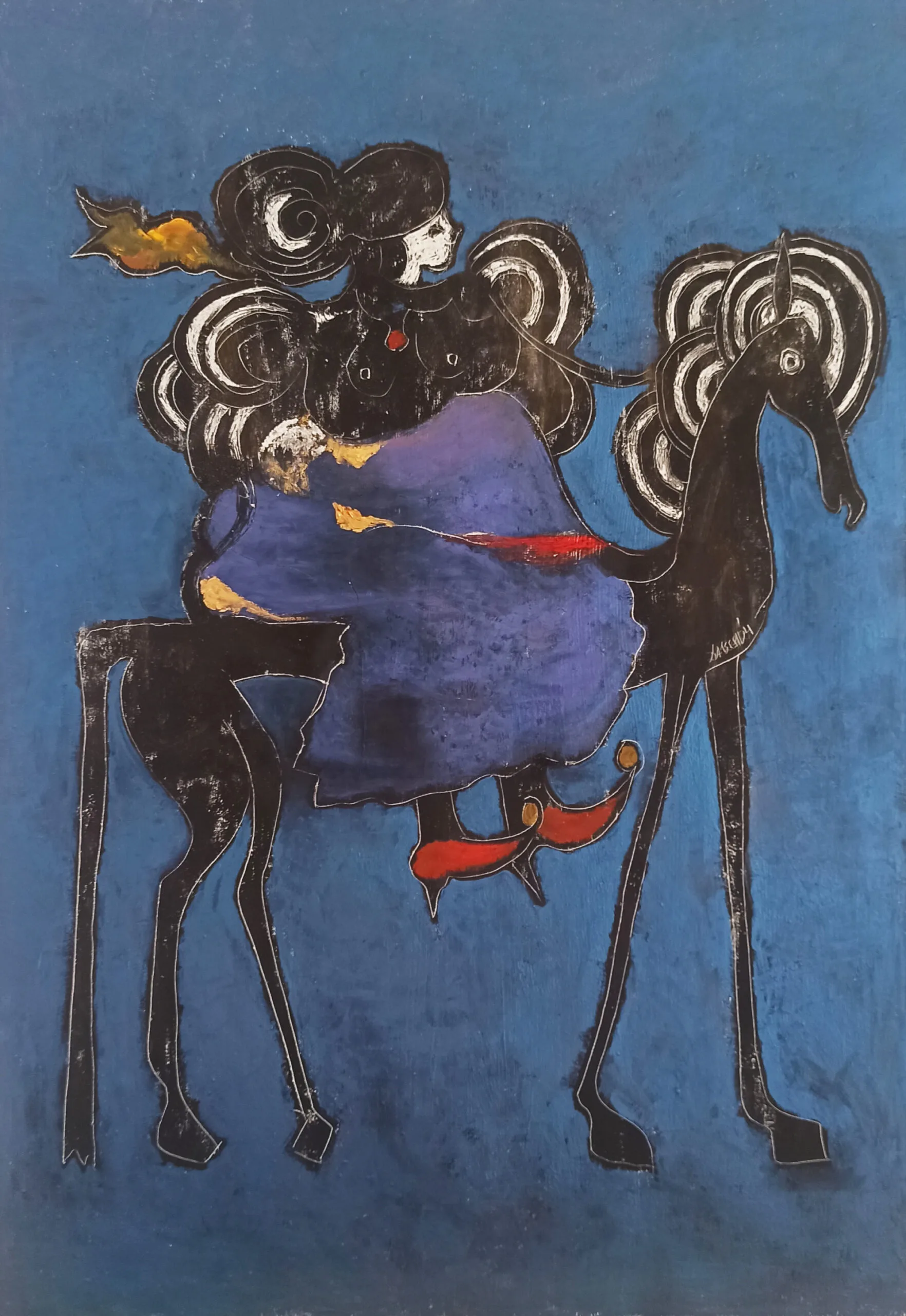 The girl with the red boots, 70x100, oil on cardboard, 2024